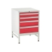 Under bench Euroslide cabinet and stand with 4 drawers in red