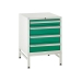 Under bench Euroslide cabinet and stand with 4 drawers in green