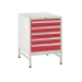 Under bench Euroslide cabinet and stand with 5 drawers in red