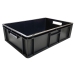 Black Stackable Recycled Plastic Euro Container with Hand Holes
