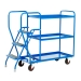 3 Tier Tray Trolley With Blue Trays