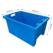 Blue 600x400x300mm Stack Nest 180 degree Crates with Measuremnts