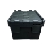 Attached Lid Container Tote Box Recycled Black End View