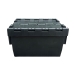 Attached Lid Container Tote Box Recycled Black Side View