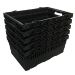 Black Bail Arm Stacking & Nesting (600 x 400 x 253mm) Ventilated Crate Nested