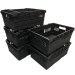 Black Bail Arm Stacking & Nesting (600 x 400 x 253mm) Ventilated Crate Stacked and Nested