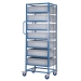 Mobile Tray Rack With 7 Euro Containers Back View