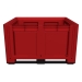 Large Plastic Pallet Box with 2 Runners In Red Side View