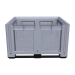 Large Vented Plastic Pallet Box with 2 Runners In Grey Side View