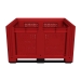 Large Vented Plastic Pallet Box with 2 Runners In Red Side View