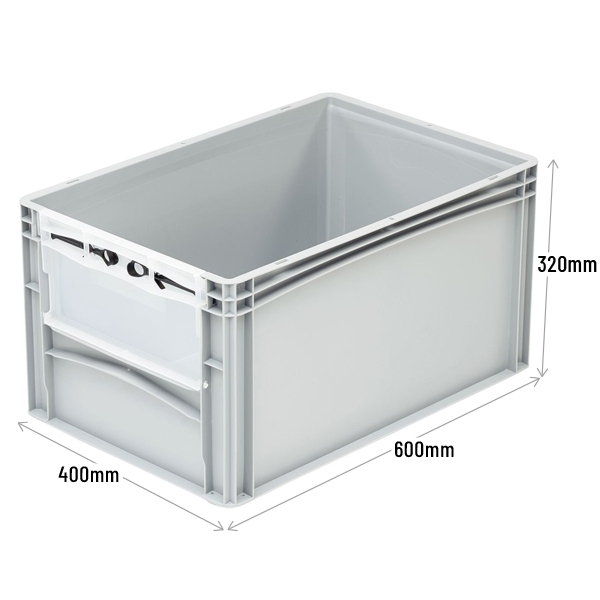 Euro Container with Open End with Clear Closable Door/Flap (600 x 400 x 320mm)