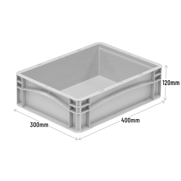 Shallow Grey Euro Container - 120mm Deep