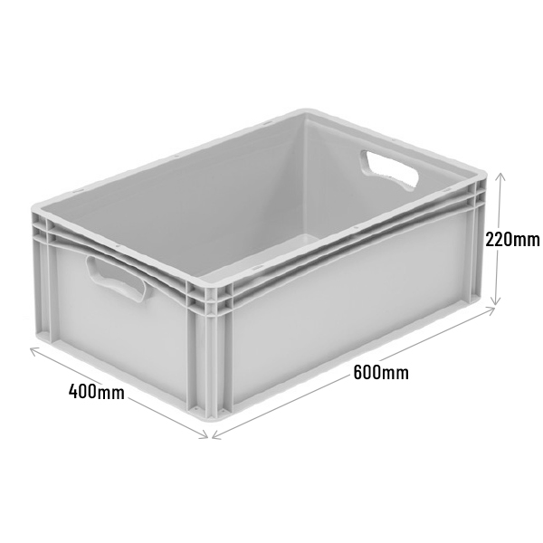 600 x 400 x 220mm Euro Stacking Container Tray with Hand Holes