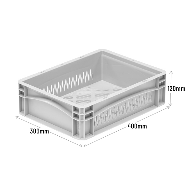 400x300x120mm Euro Tray with Perforated Sides and Base
