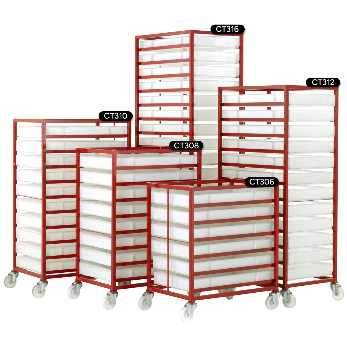 Mobile Tray Rack With Food Trays Group