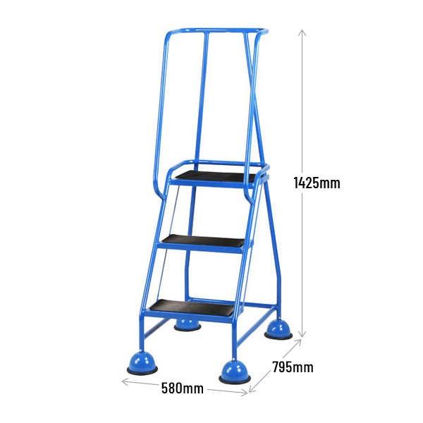 Blue Three Tread Steps With Dimensions
