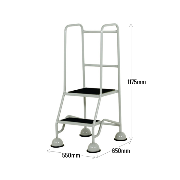 2 Tread Steps with Double Handrail Dimensions