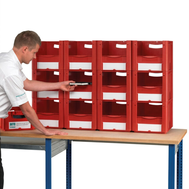 Pick Wall Of Small Euro Containers With Open Fronts