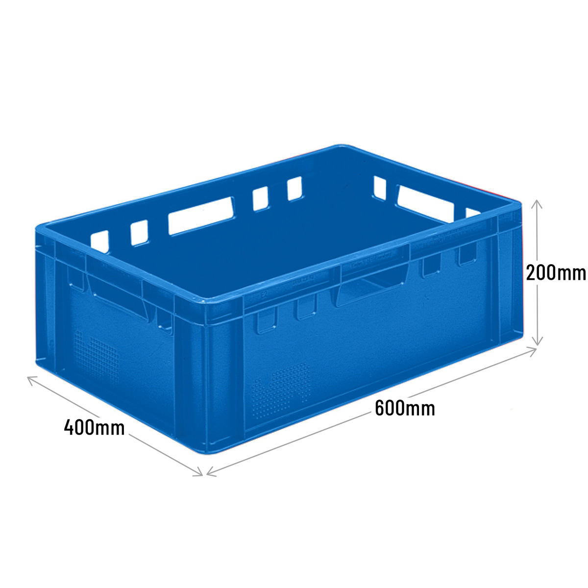 Blue 600 x 400 x 200mm Plastic Meat Crate