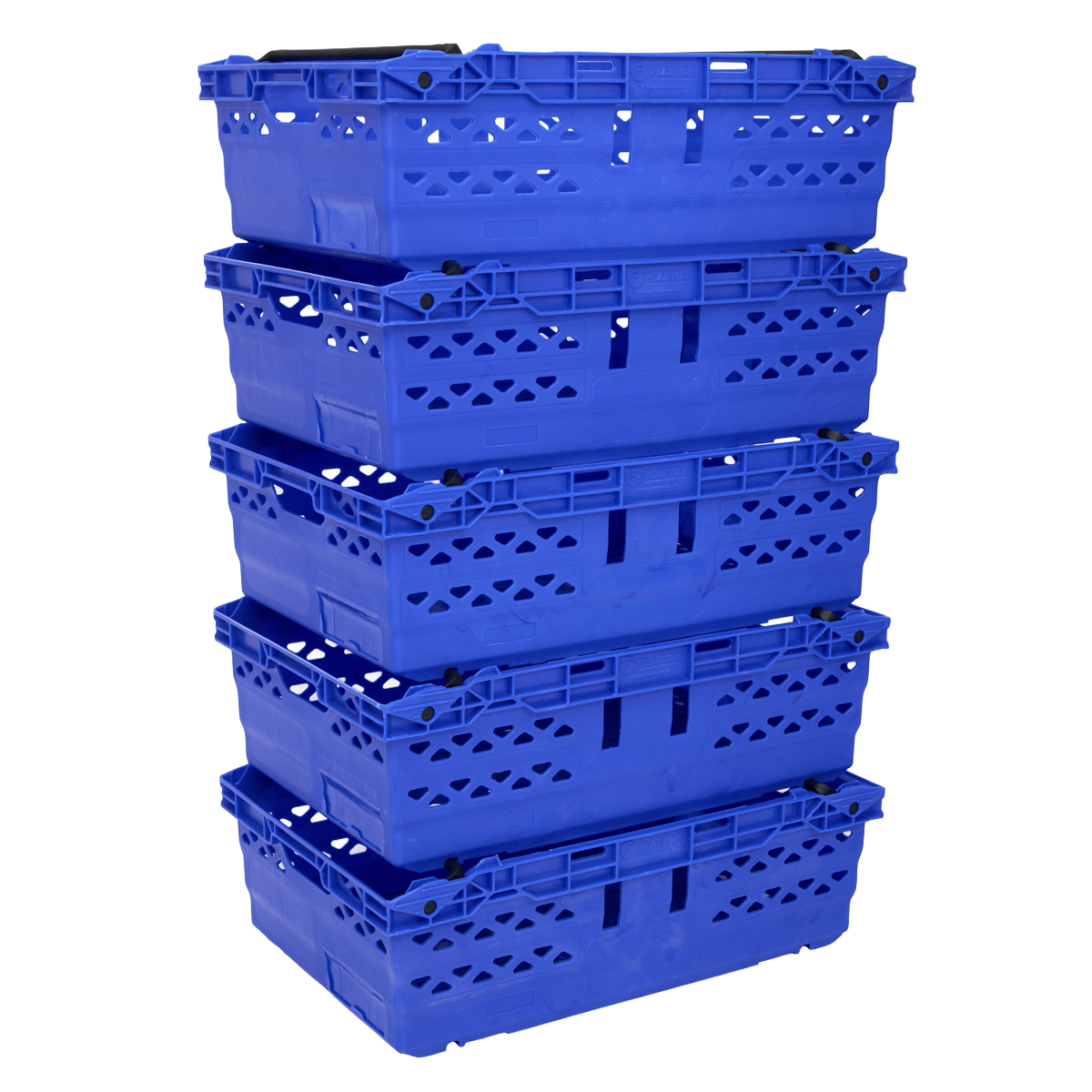 Bale Arm Supermarket Ventilated Crates Stacked