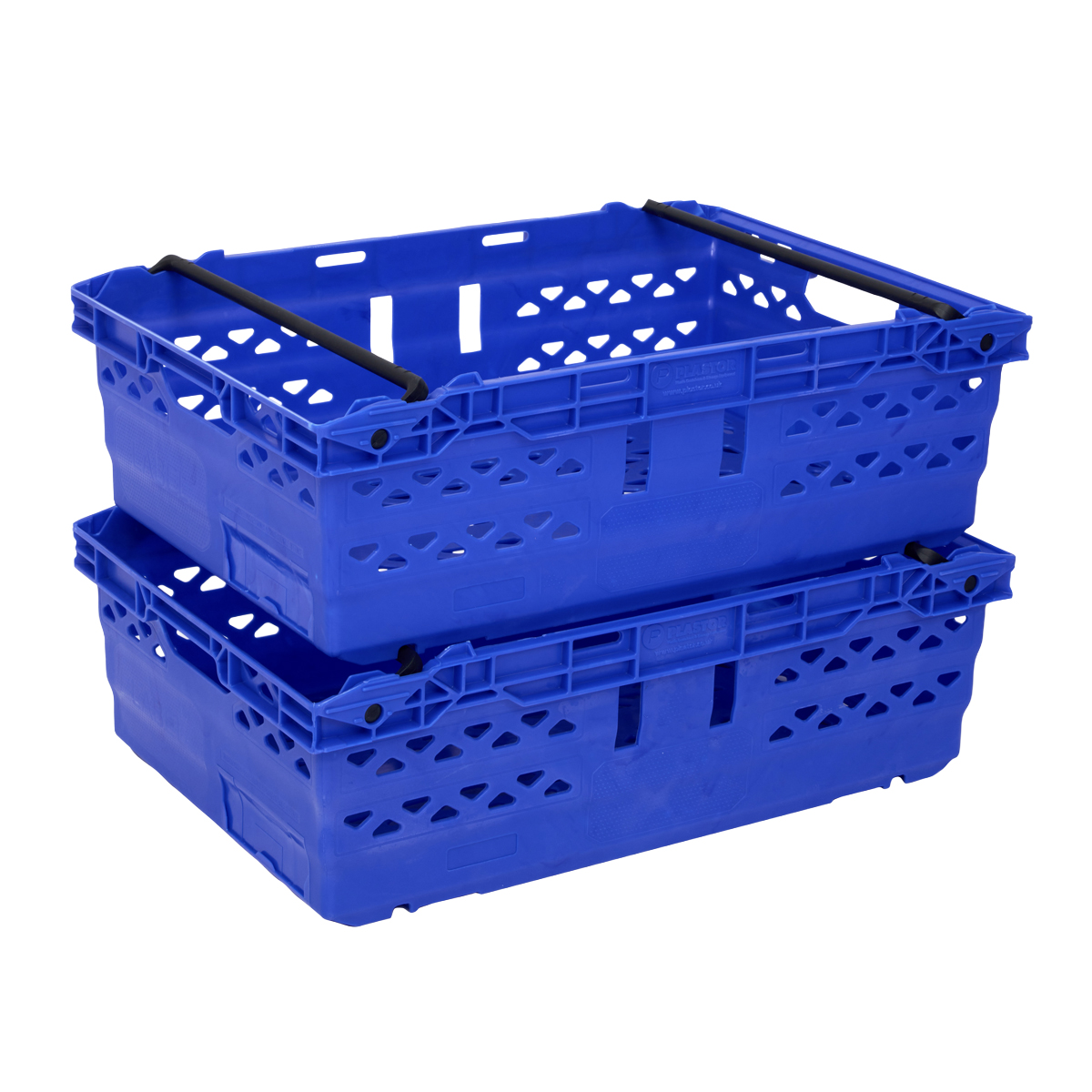 Bale Arm Supermarket Ventilated Crates Stacked