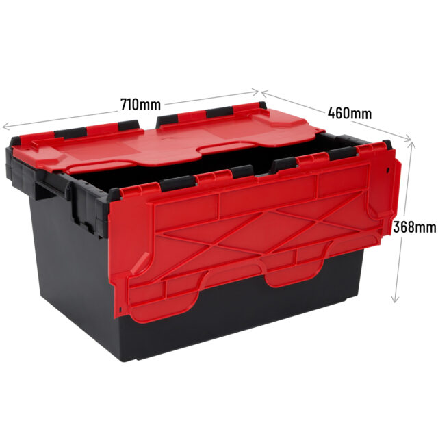 LC3-P Black and Red Large Plastic Storage Box Crates