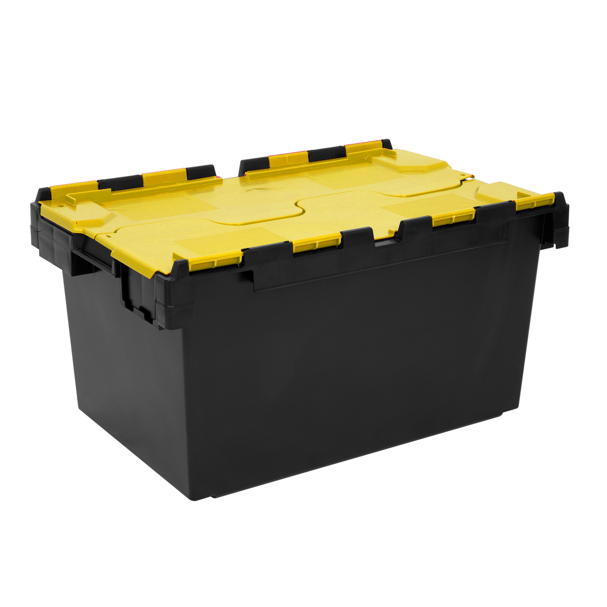 LC3-P Coloured Lid Recycled 80 Litre Plastic Storage Crates Yellow Lid