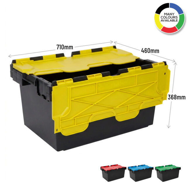 LC3-P Coloured Lid Recycled 80 Litre Plastic Storage Crates
