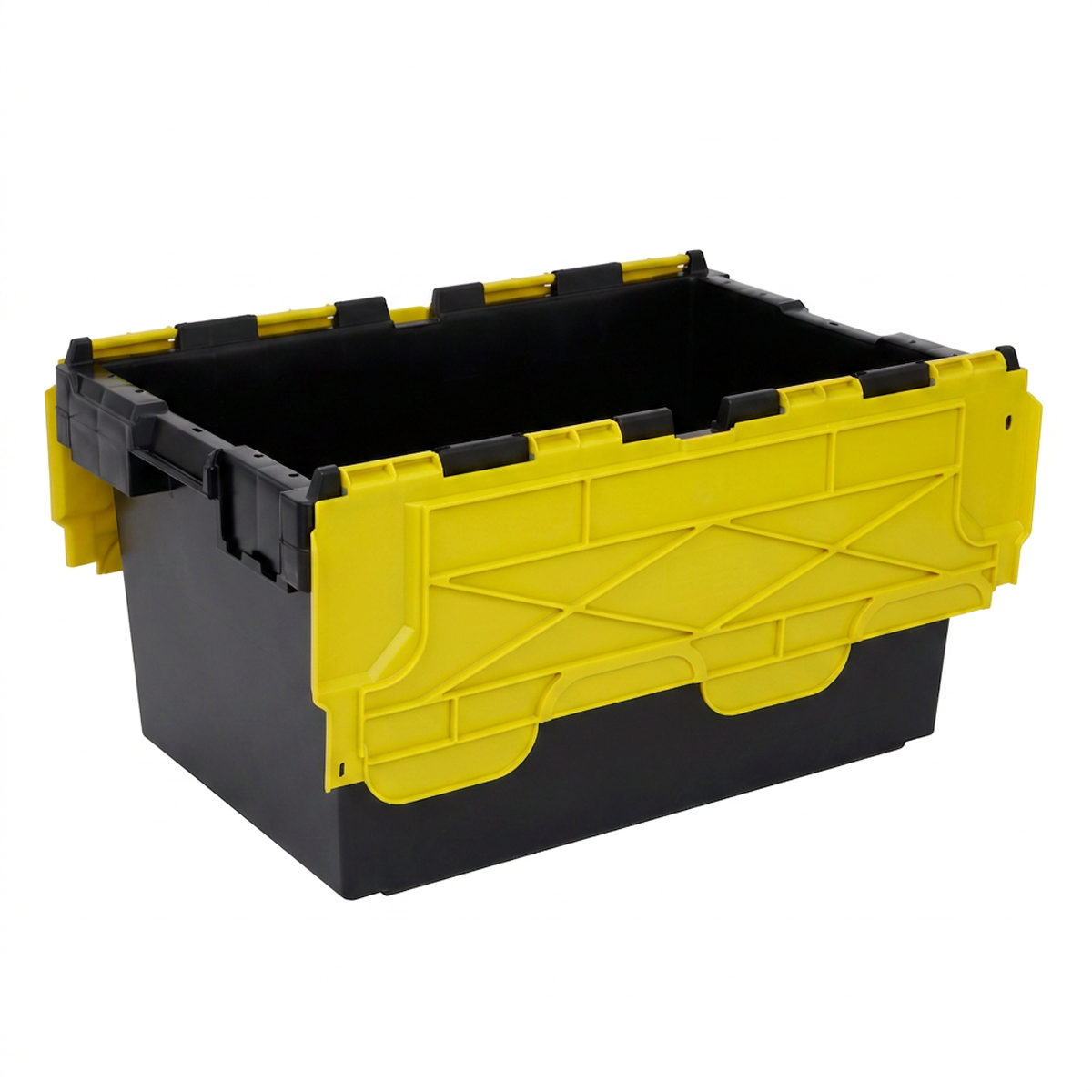 LC3-P Coloured Lid Recycled 80 Litre Plastic Storage Crates Open