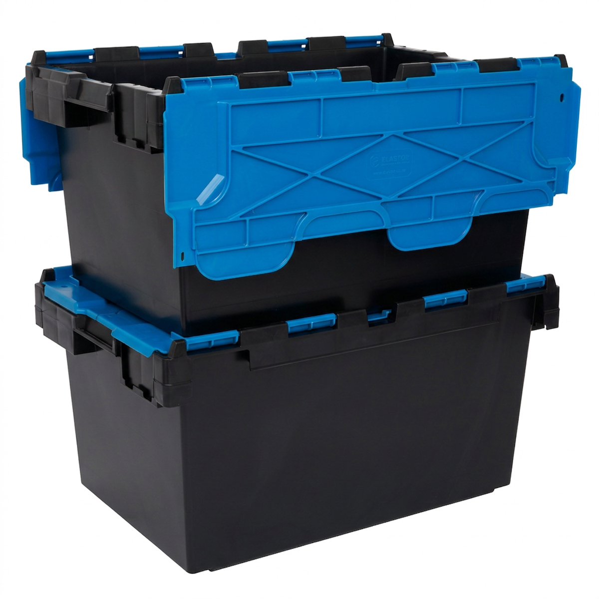 LC3-P Coloured Lid Recycled 80 Litre Plastic Storage Crates Stacked