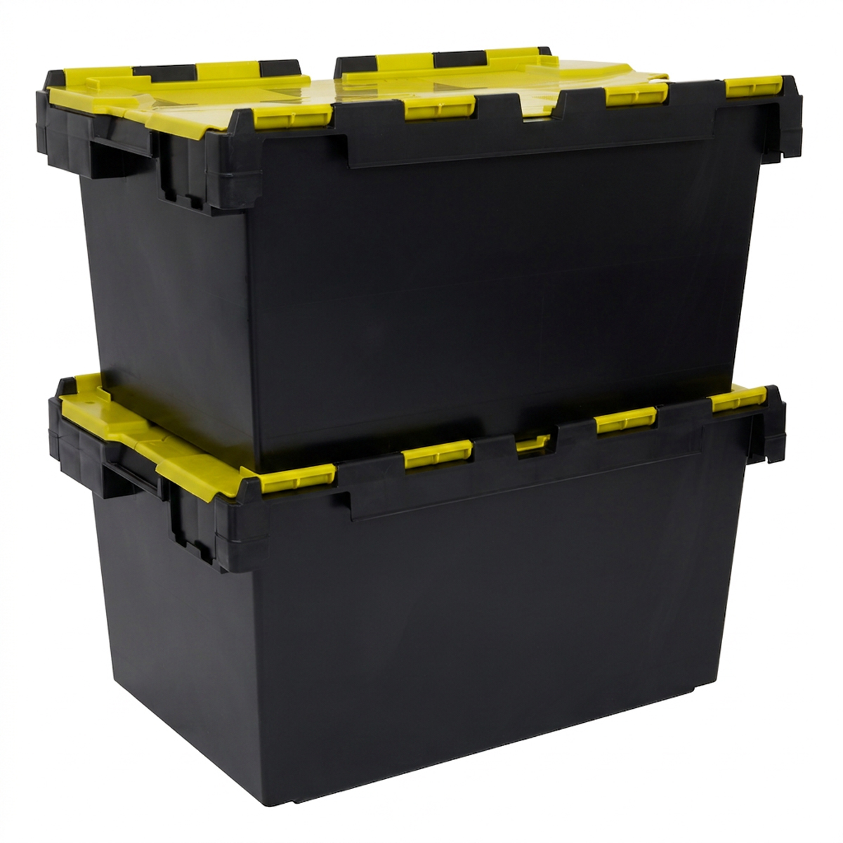 LC3-P Coloured Lid Recycled 80 Litre Plastic Storage Crates Stacked