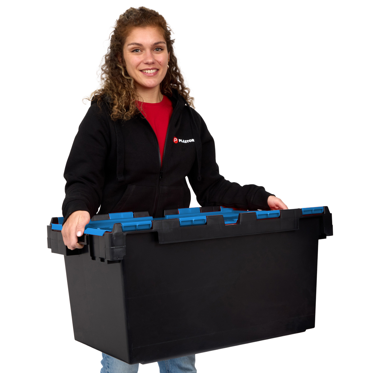 LC3-P Coloured Lid Recycled 80 Litre Plastic Storage Crates