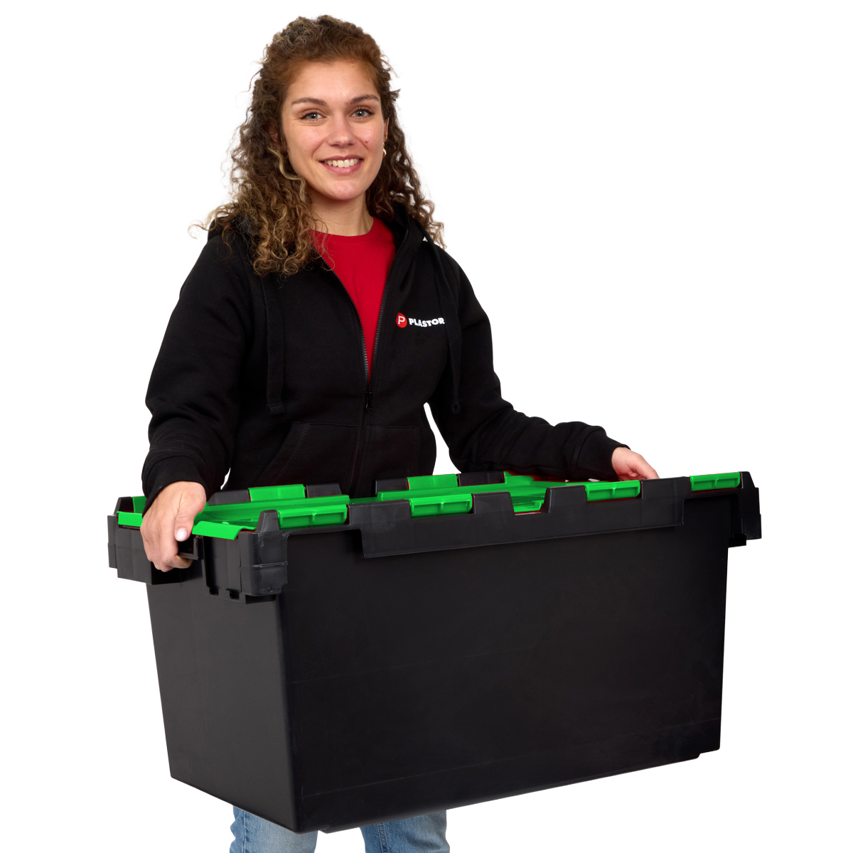 LC3-P Coloured Lid Recycled 80 Litre Plastic Storage Crates