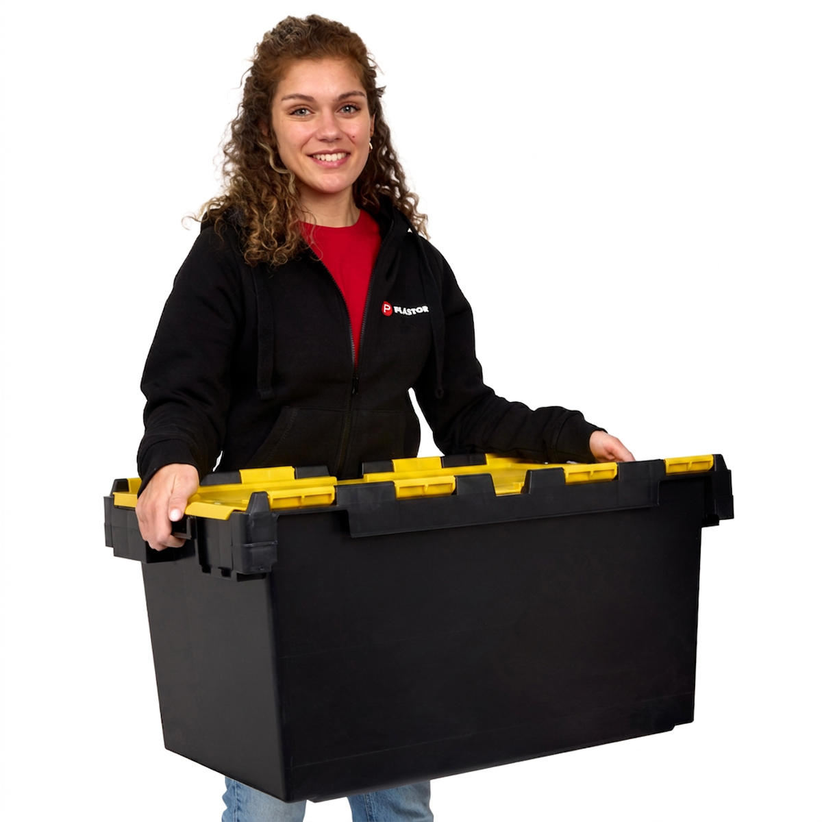 LC3-P Coloured Lid Recycled 80 Litre Plastic Storage Crates