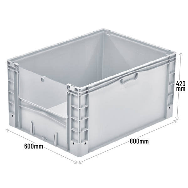 Basicline Plus Open End Euro Picking Container with Translucent Door