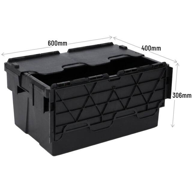 PLAS55LE Black Storage Box Crates Dimensions