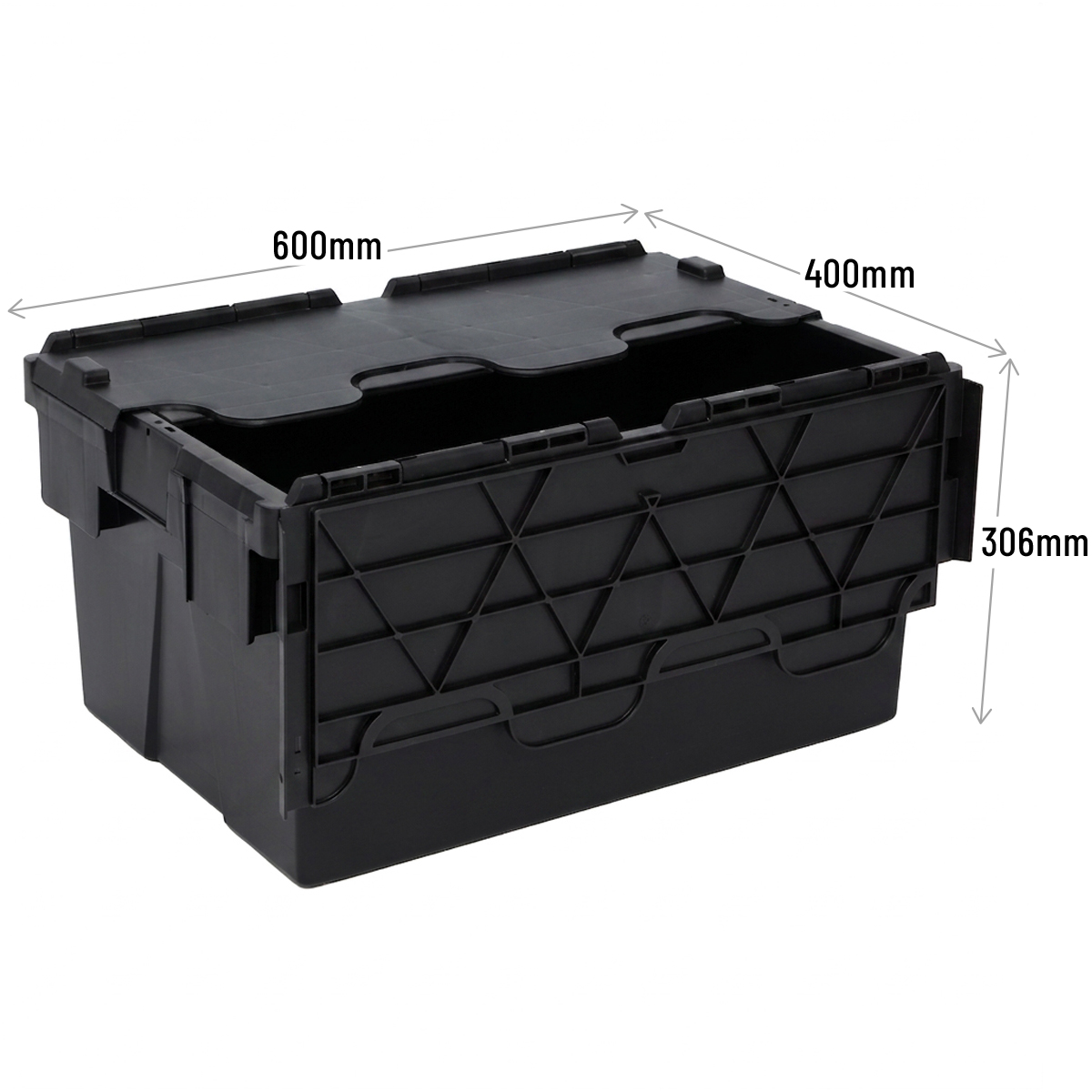 PLAS55LE Black Storage Box Crates Dimensions