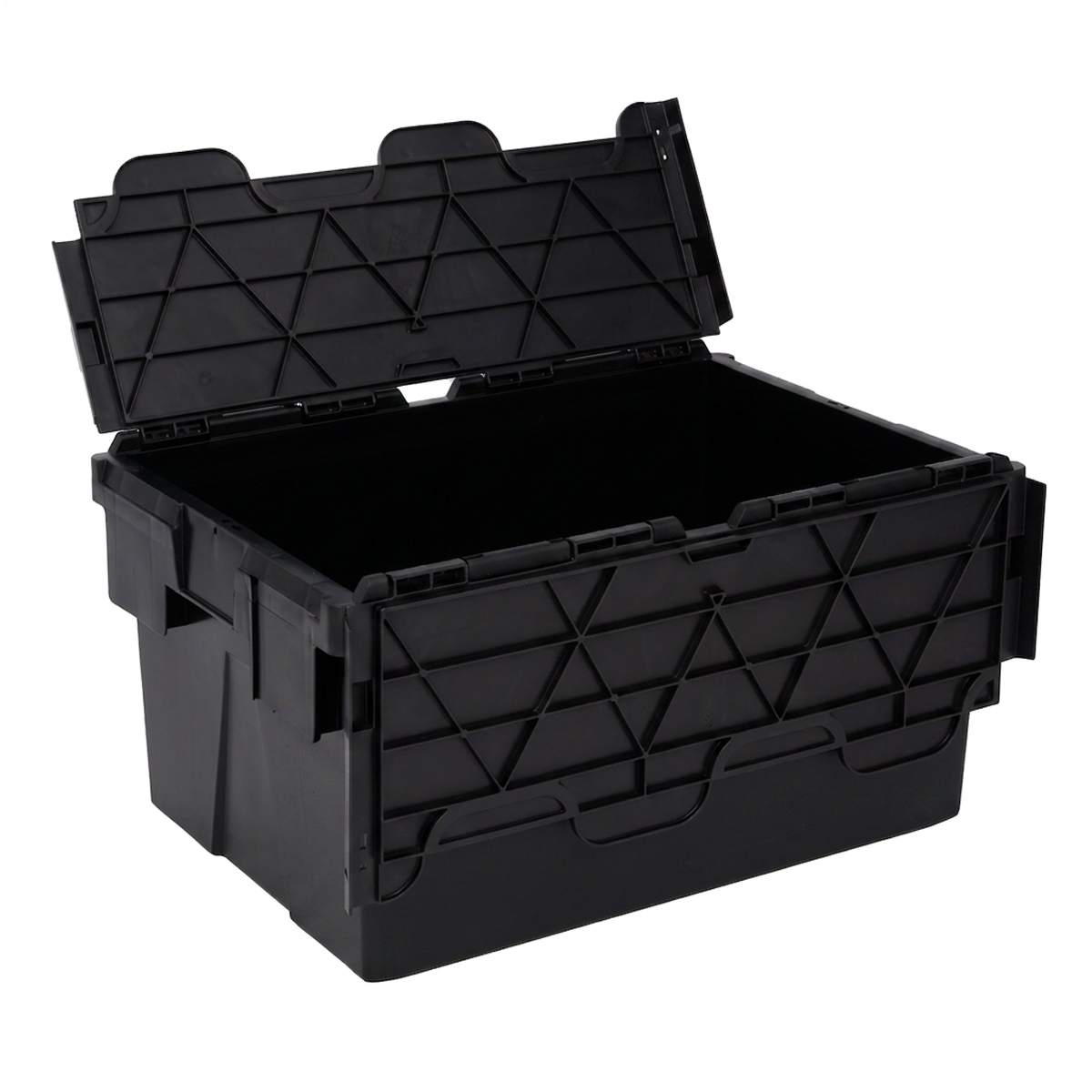 PLAS55LE Black Storage Box Crates Open
