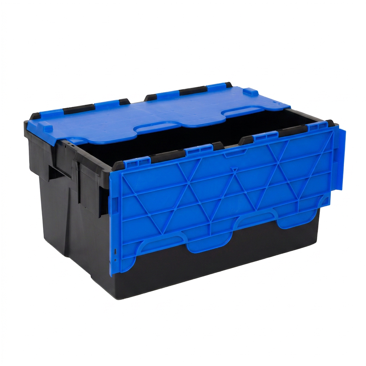 PLAS55LE Black With Coloured Lid Storage Box Crates Blue