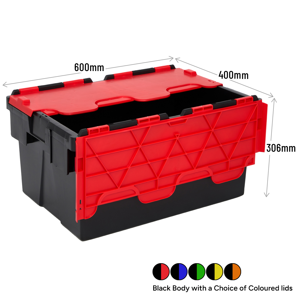 PLAS55LE Black With Coloured Lid Storage Box Crates
