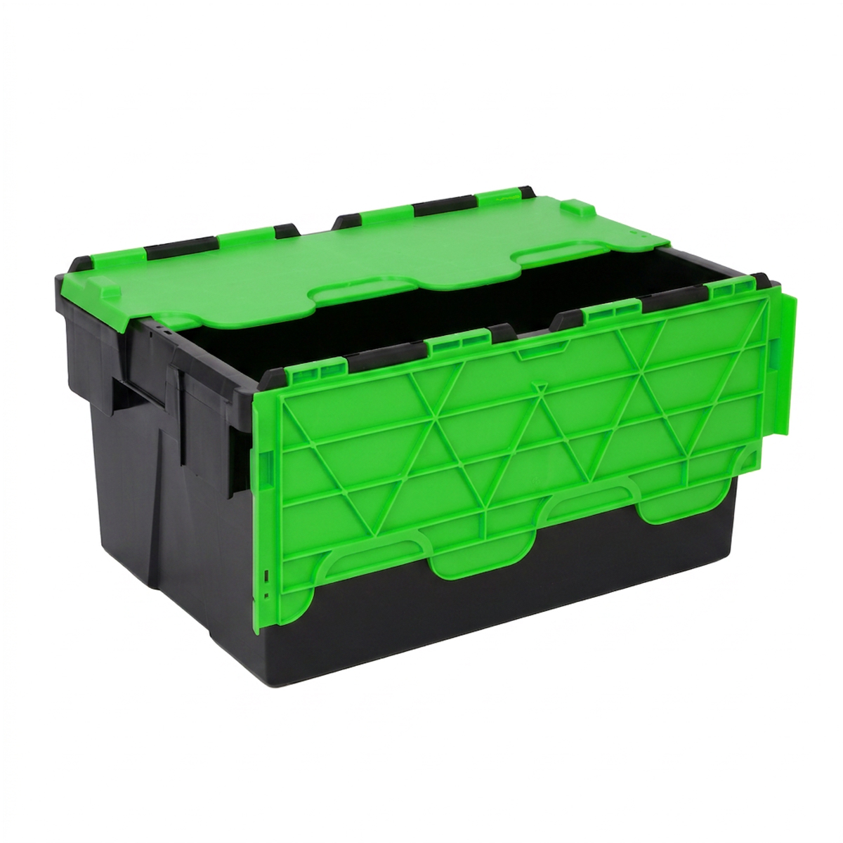 PLAS55LE Black With Coloured Lid Storage Box Crates Green