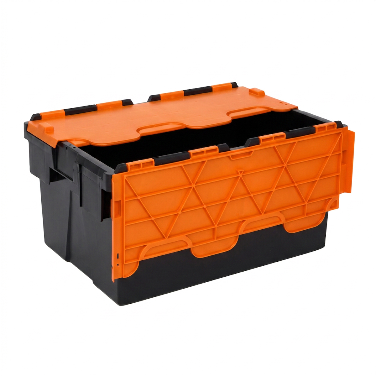 PLAS55LE Black With Coloured Lid Storage Box Crates Orange