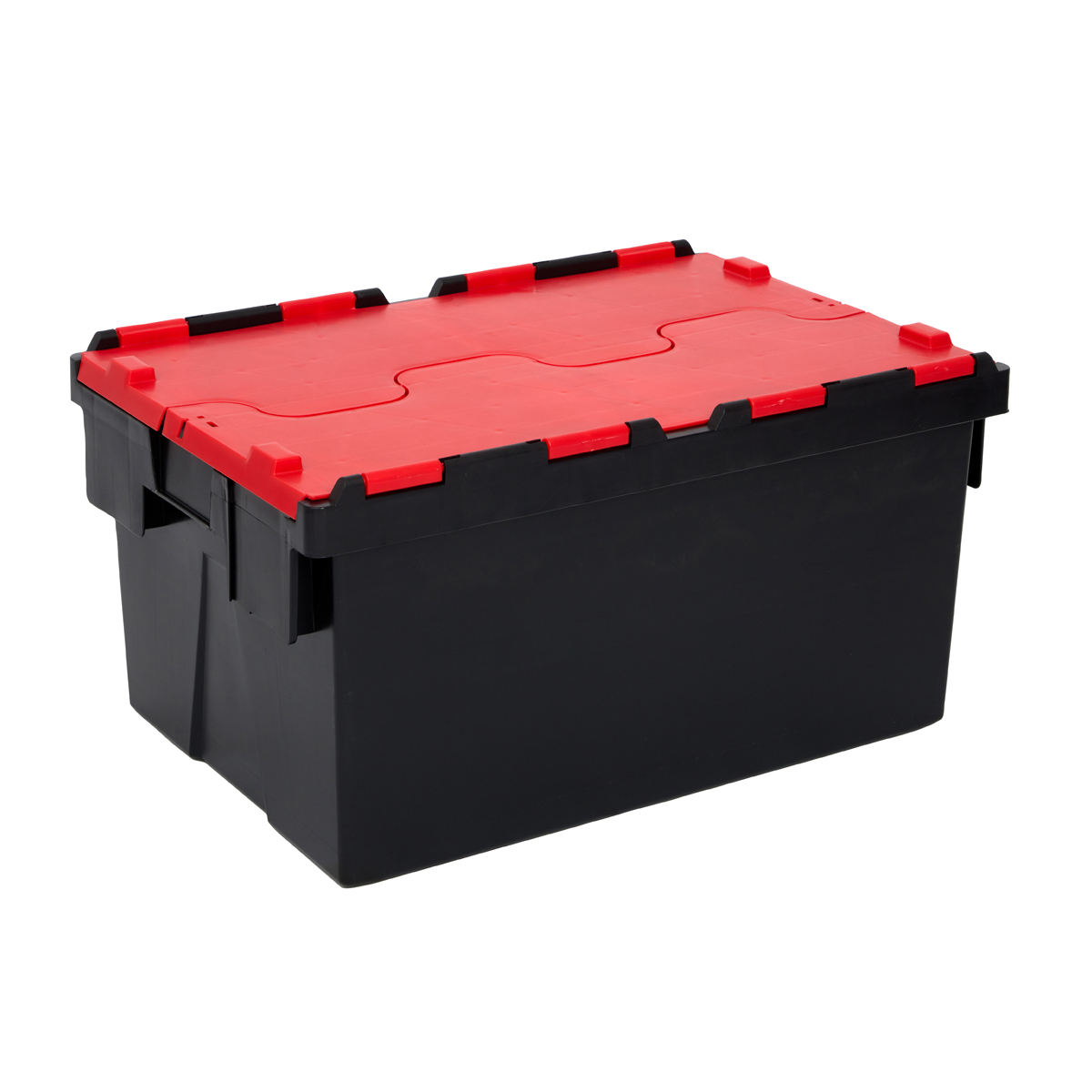 PLAS55LE Black With Coloured Lid Storage Box Crates Closed