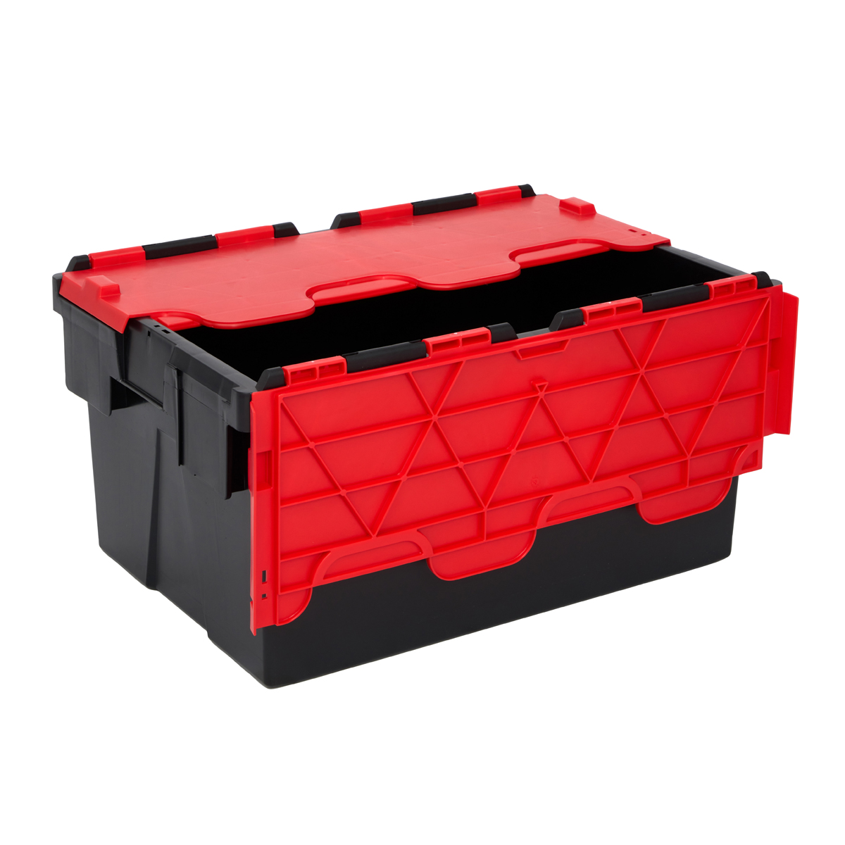 PLAS55LE Black With Coloured Lid Storage Box Crates Open