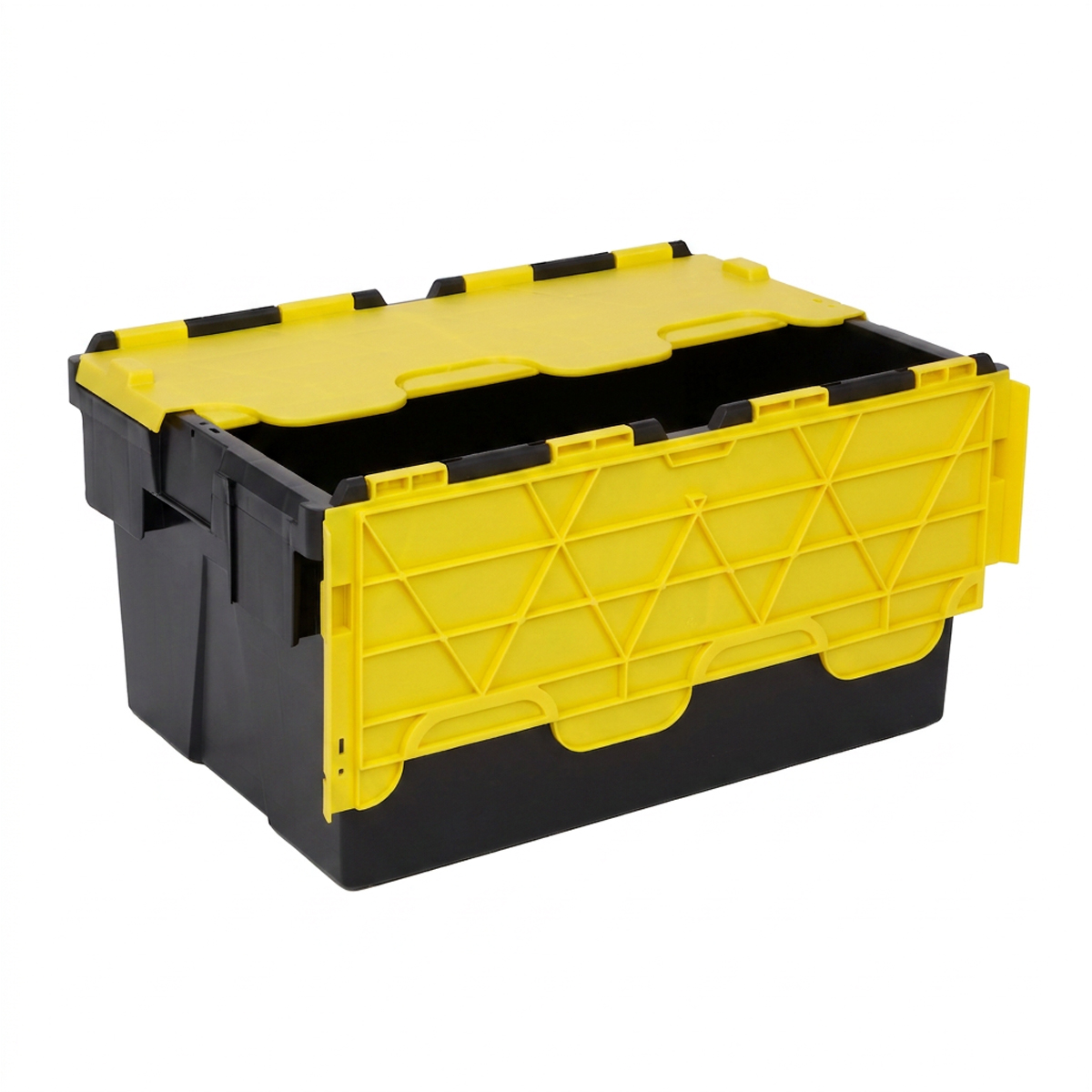PLAS55LE Black With Coloured Lid Storage Box Crates Yellow