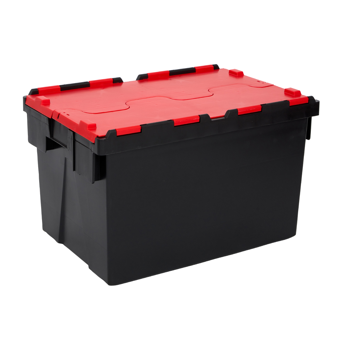 PLAS65LE Black with Coloured Lid Storage Box Crates Closed