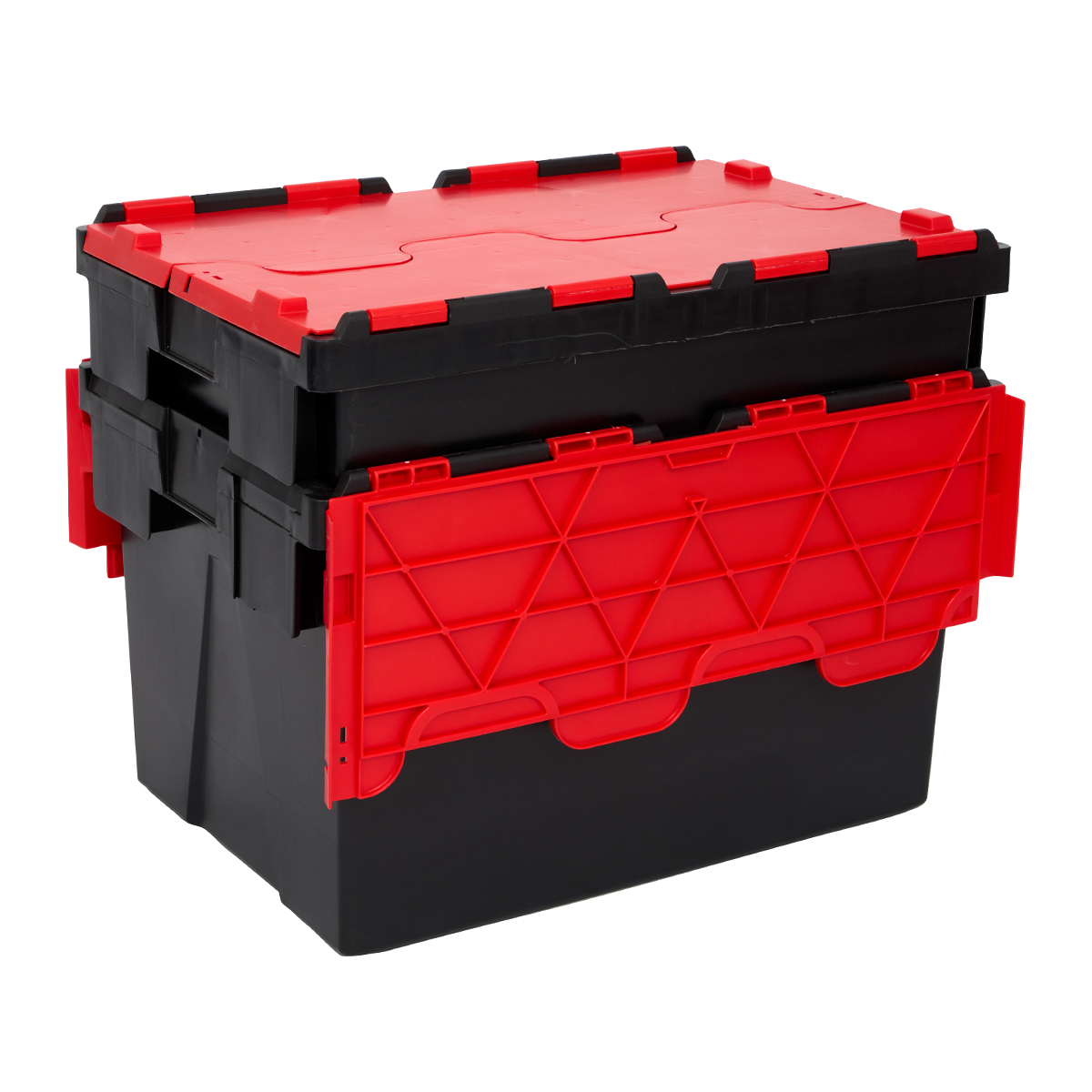 PLAS65LE Black with Coloured Lid Storage Box Crates Nested