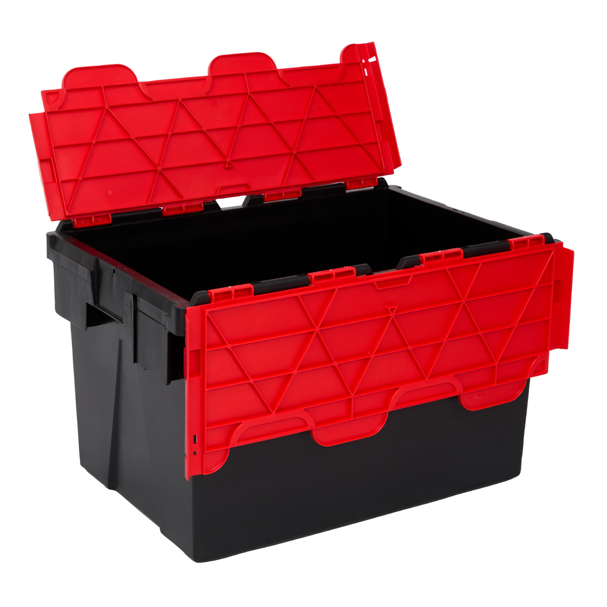 PLAS65LE Black with Coloured Lid Storage Box Crates Open
