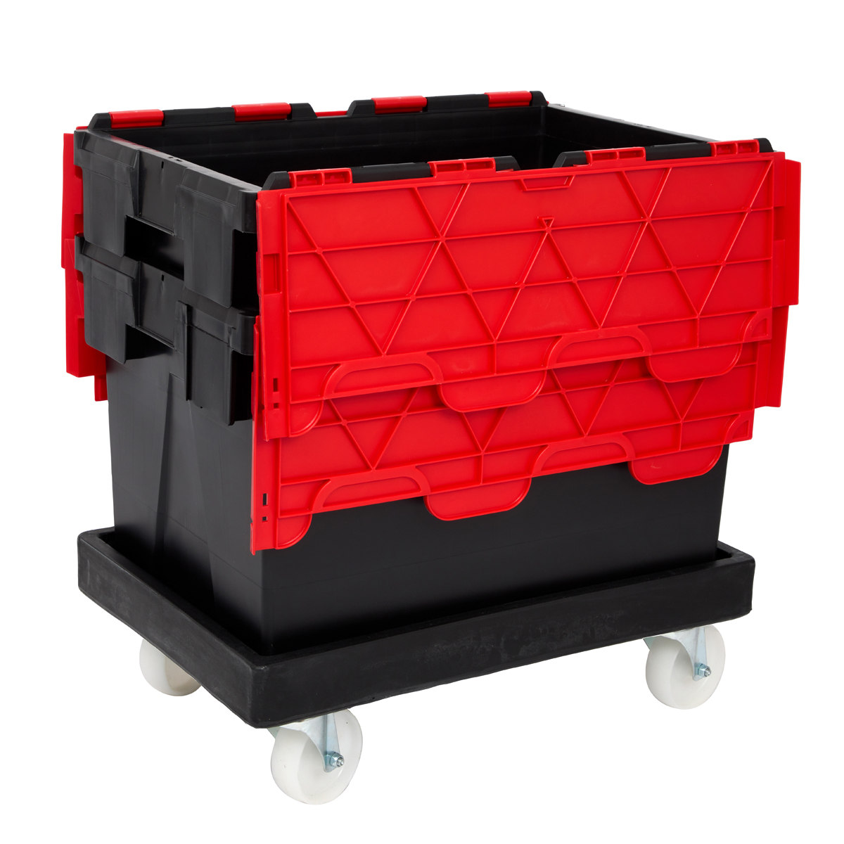 PLAS65LE Black with Coloured Lid Storage Box Crates On Dolly