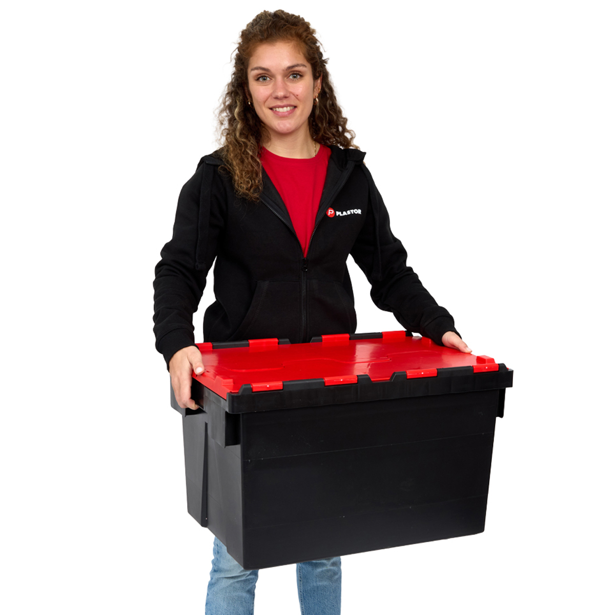 PLAS65LE Black with Coloured Lid Storage Box Crates with Model